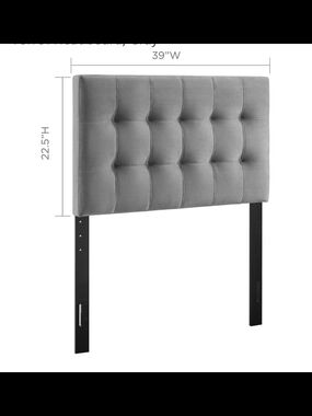 Gray Tufted Upholstered Headboard - Modern Velvet Look